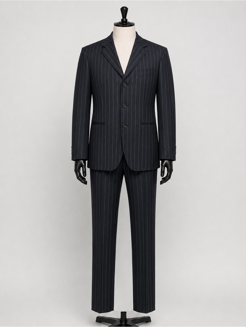Boss Charcoal Pinstripe Suit - Black with Light Gray Stripes